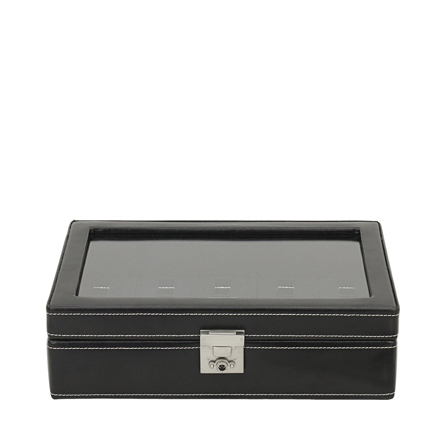 Watch Box For 10 Watches Black Glass Cover