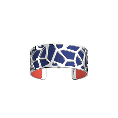 Girafe Silver Finish Bracelet Leather Corail Metallic Blue Navy