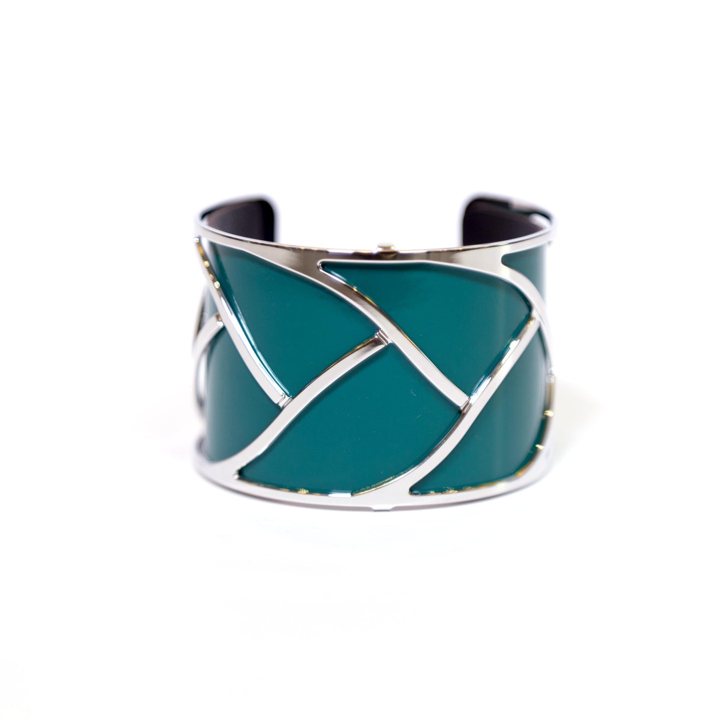 Tresse Silver Finish Bracelet Leather Pine Green Brown