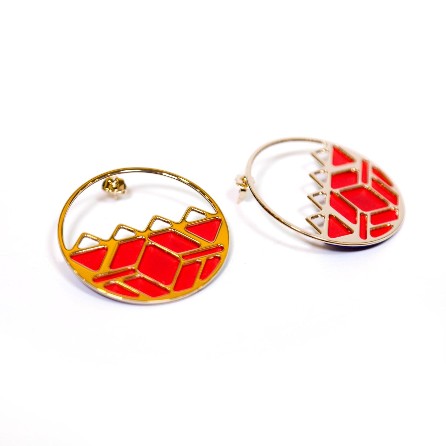 Inca Gold Finish Leather Corail Taupe Earrings