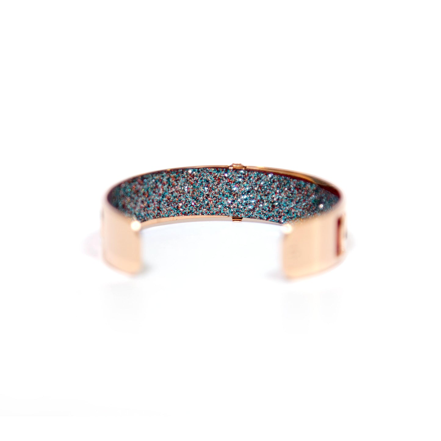 Maillon Rose Gold Finish Bracelet Leather Raspberry Multicolored Glitter Bracelet