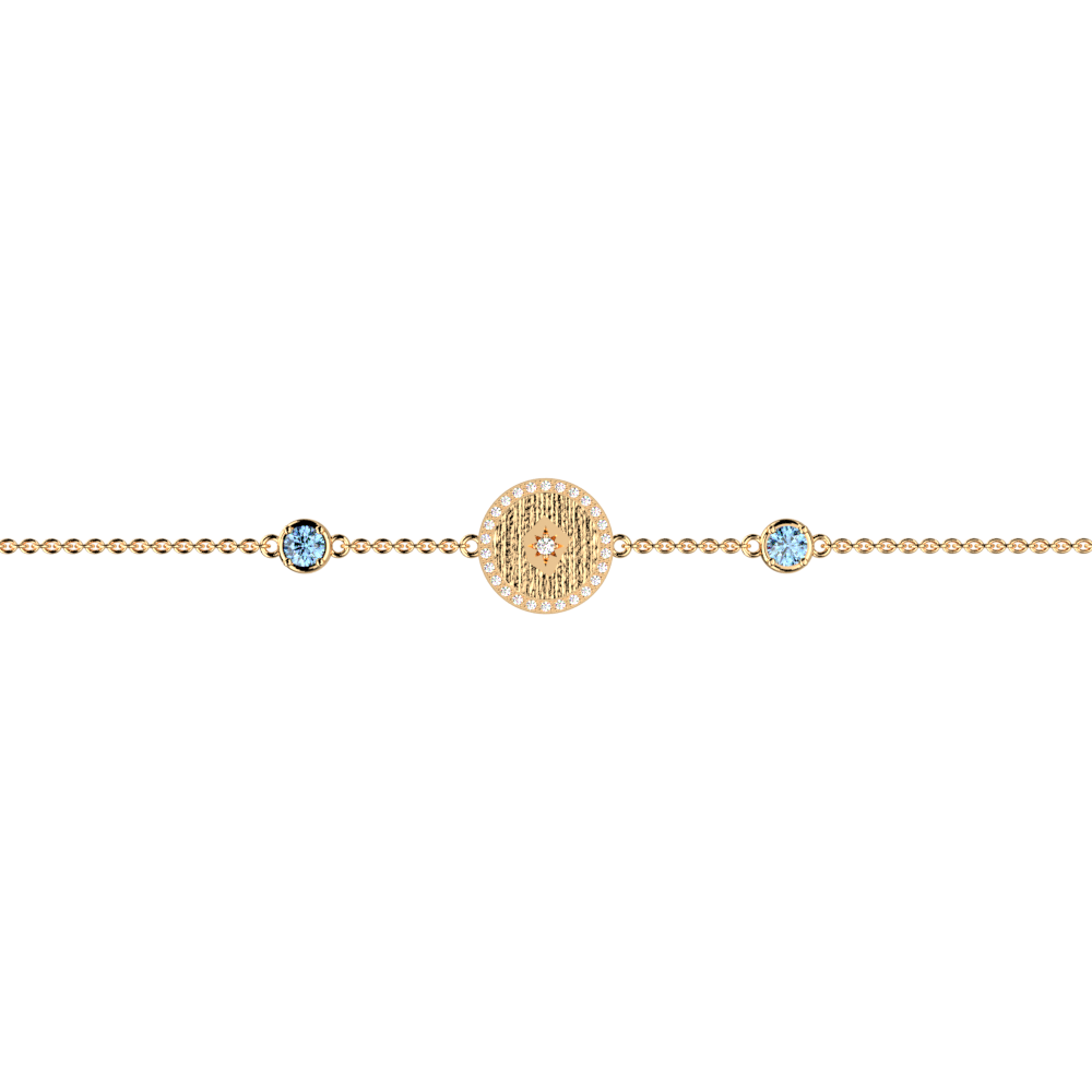 Bracelet Birthstones Gold Blue Sky
