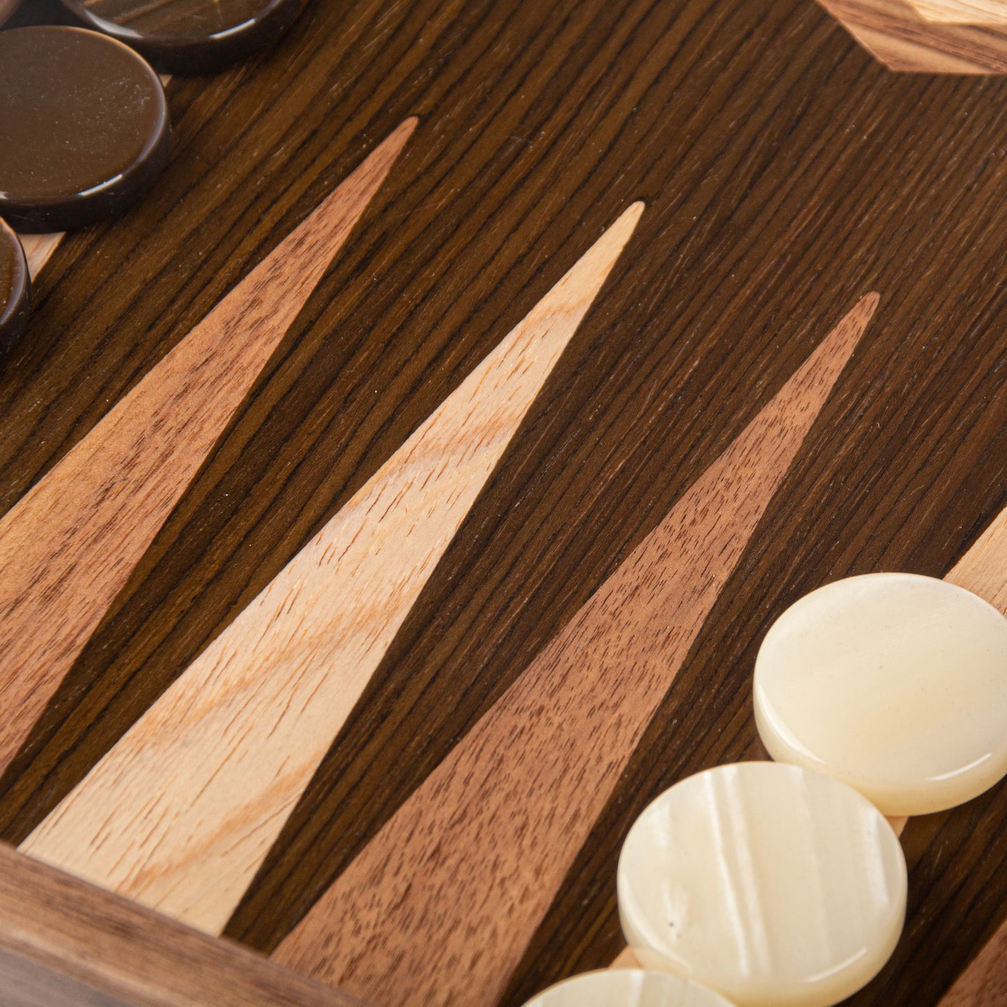 Handmade Walnut Natural Tree Trunk Inlaid Backgammon With Wenge Oak Points