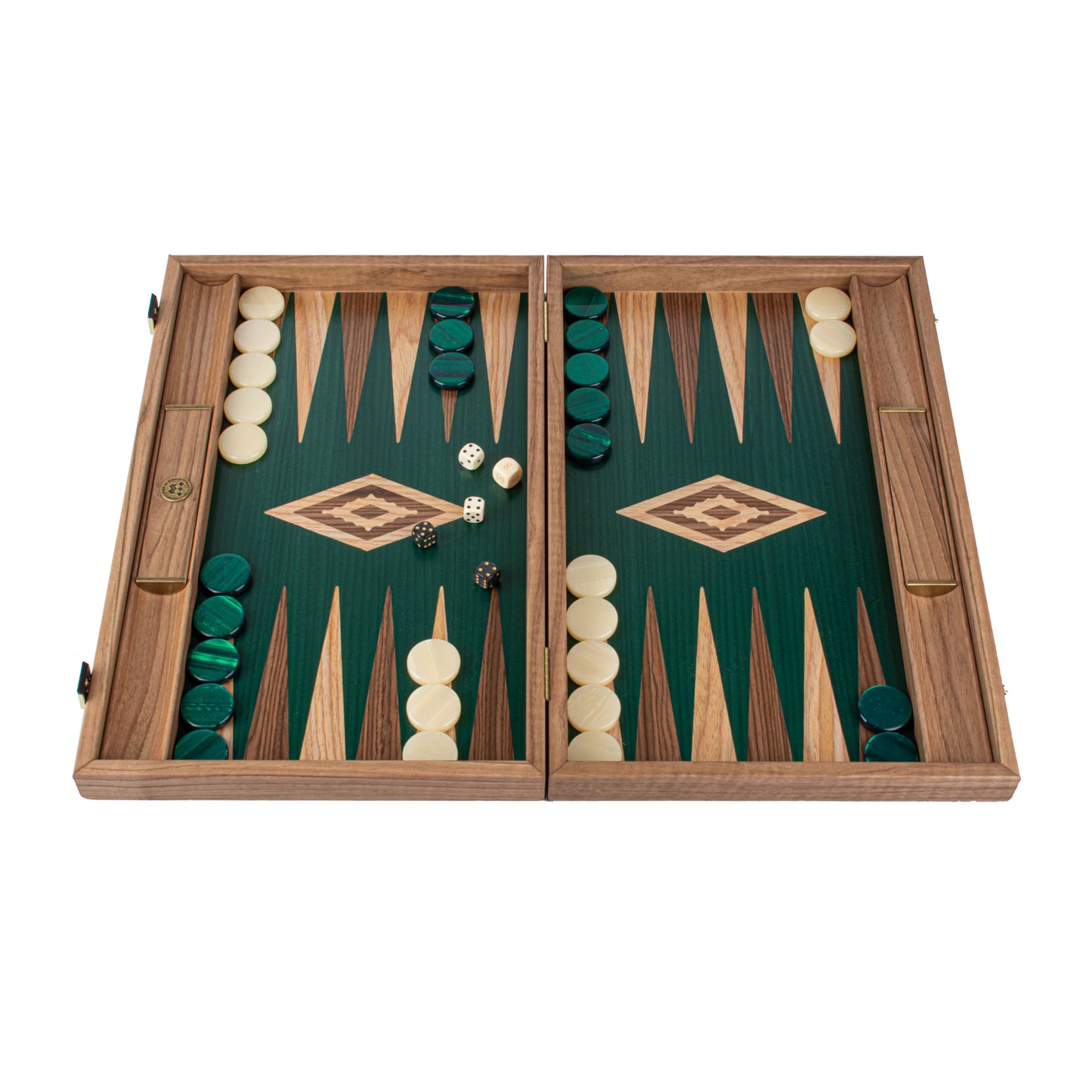 Handmade American Green Walnut Inlaid Backgammon With Walnut Oak Points