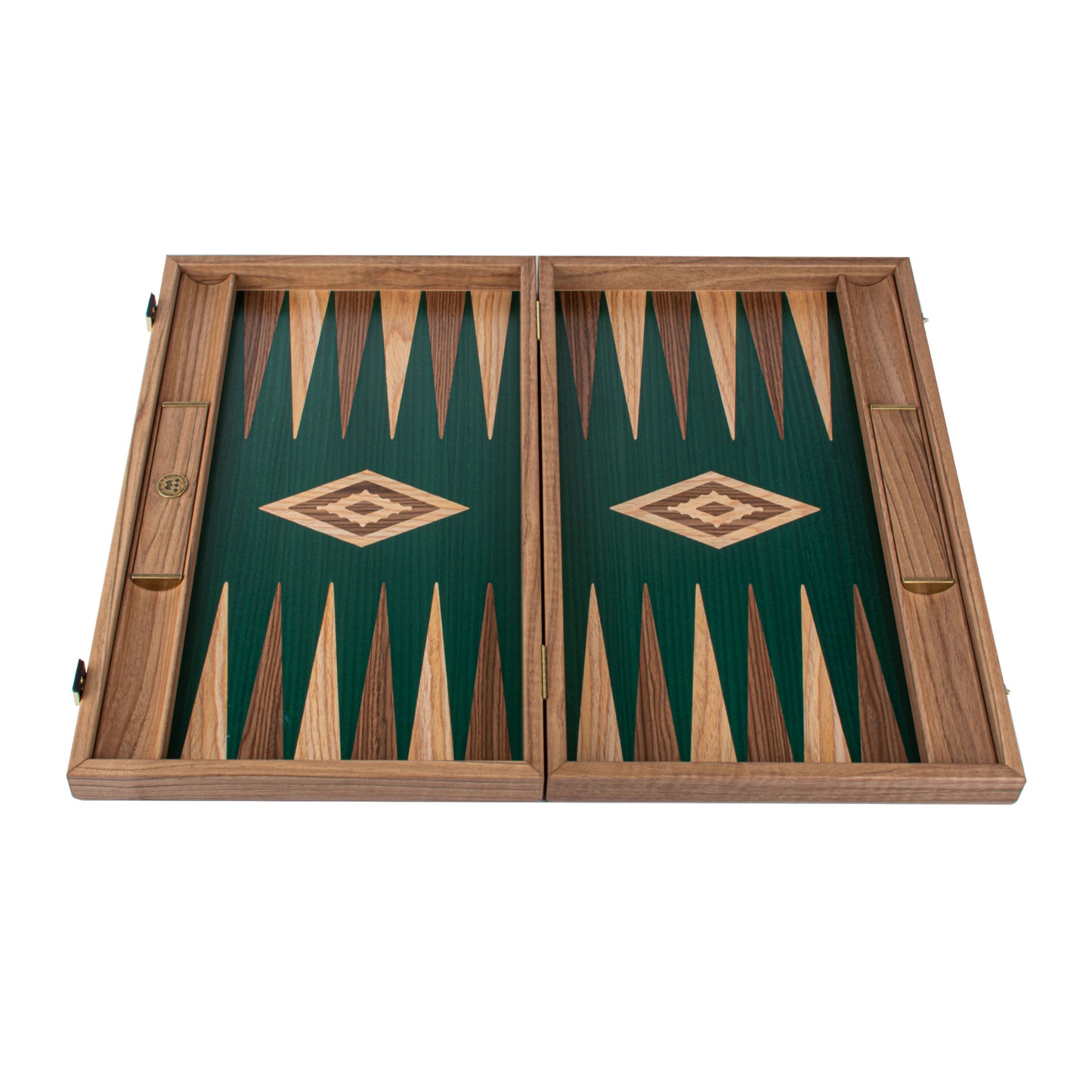Handmade American Green Walnut Inlaid Backgammon With Walnut Oak Points