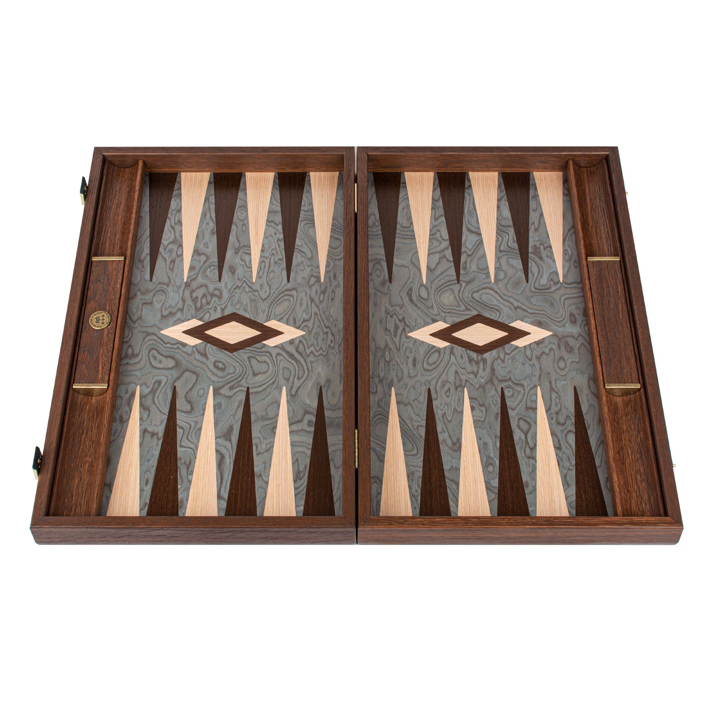 Handmade Pearly Grey Vavona Inlaid Backgammon With Oak & Wenge Points