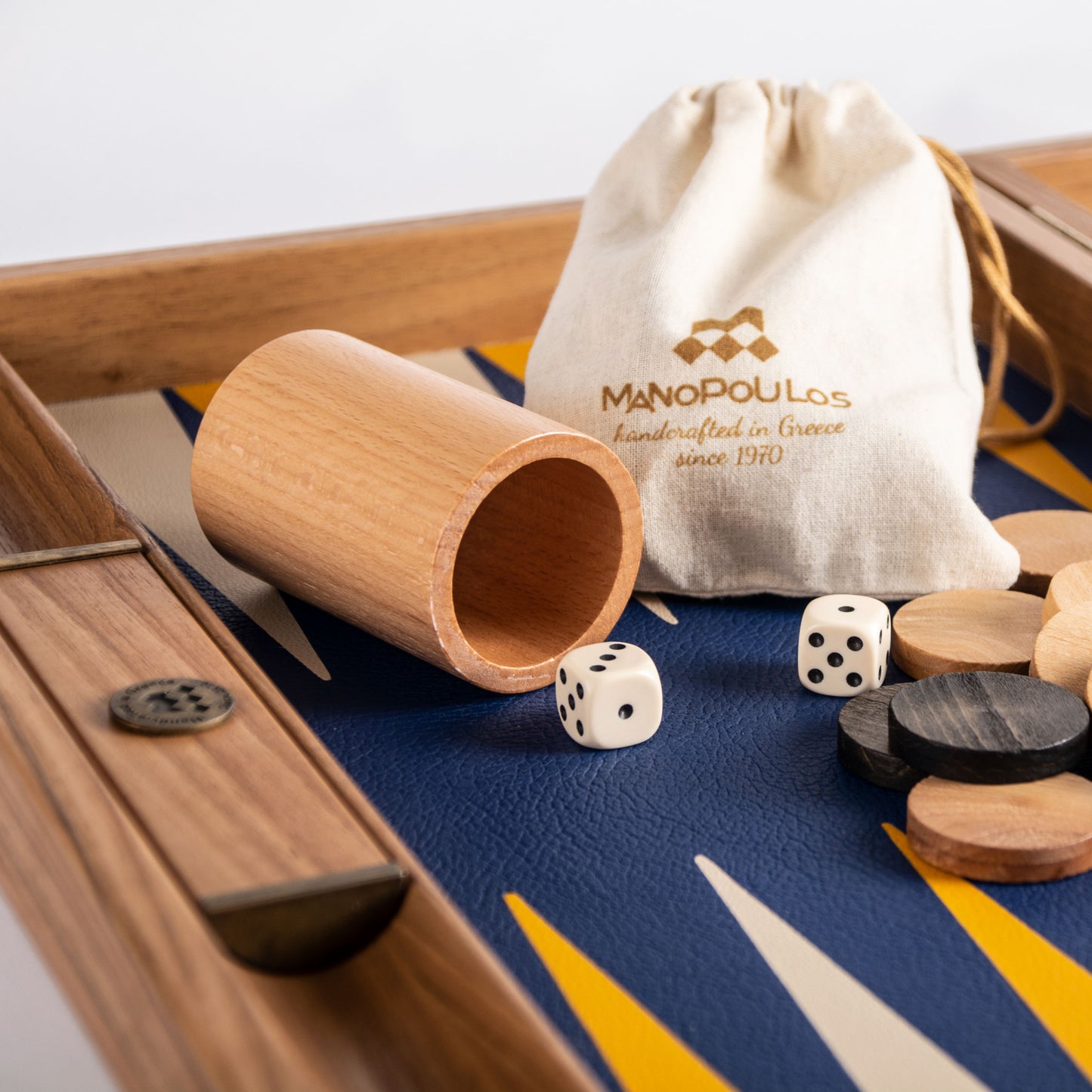 Handmade Royal Blue Inlaid Leatherette Backgammon