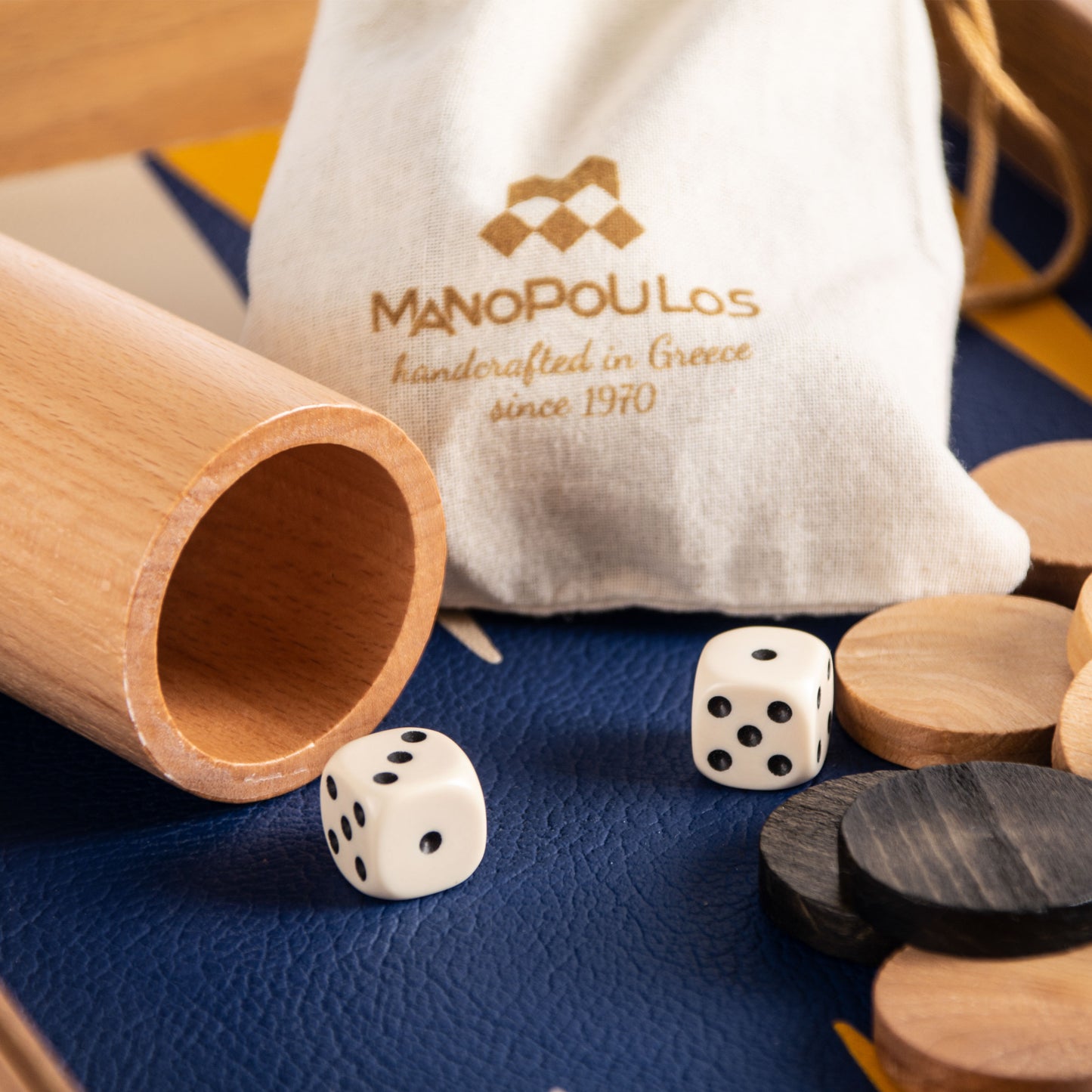 Handmade Royal Blue Inlaid Leatherette Backgammon