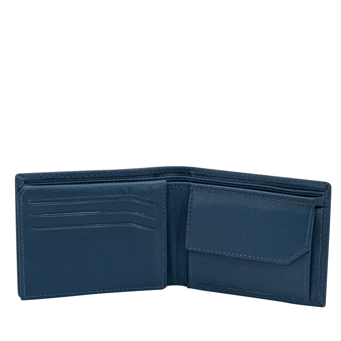 Horizontal Midi Size Wallet Redford Leather Blue
