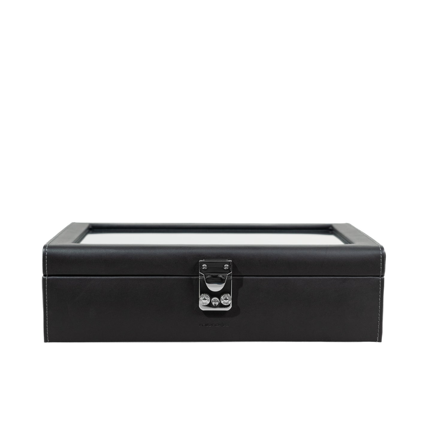 Watch Box for 10 Watches Glass Cover Black Leather
