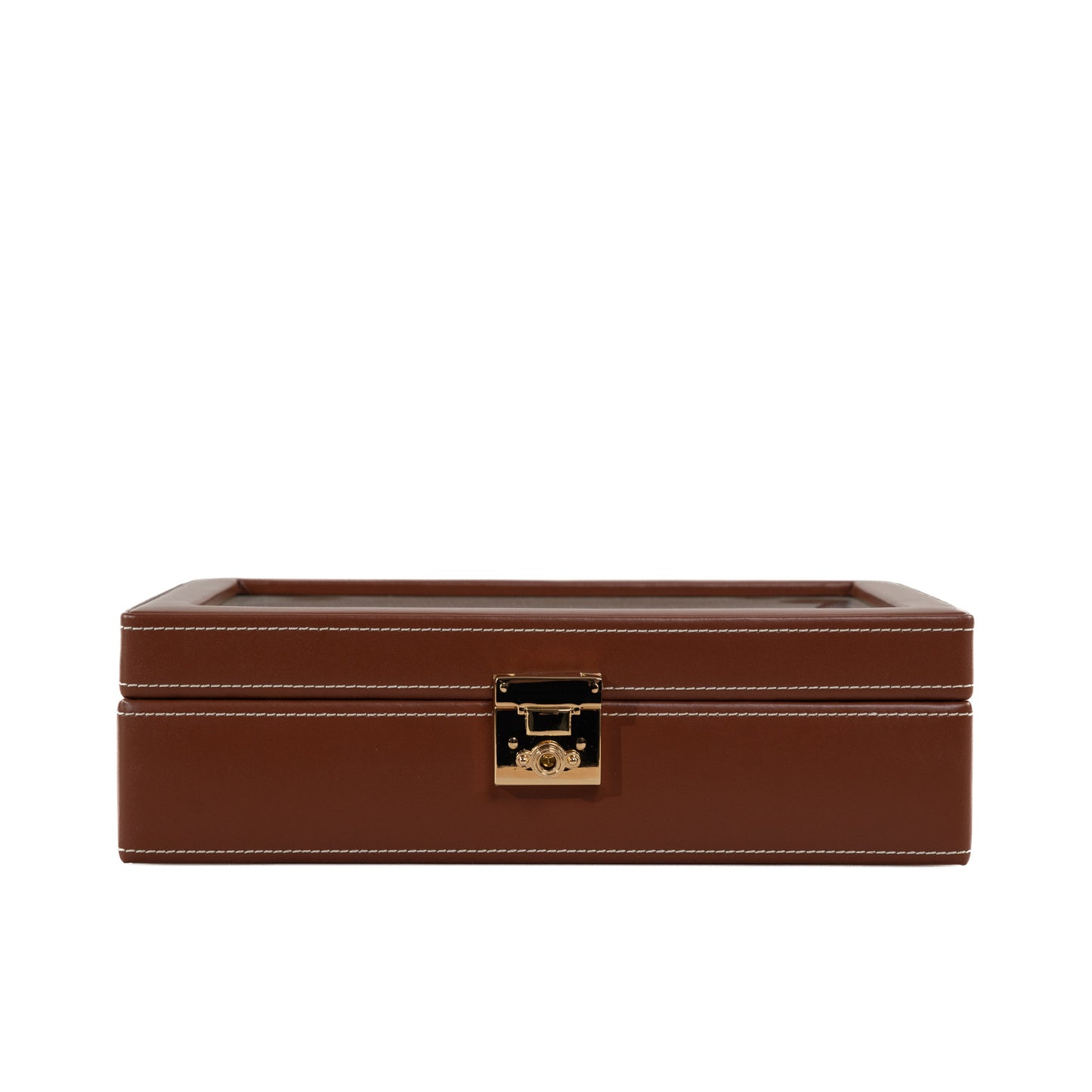 Watch Case Glass Cover Brown For 10 Watches