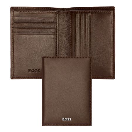 Folding Card Holder Classic Smooth Brown