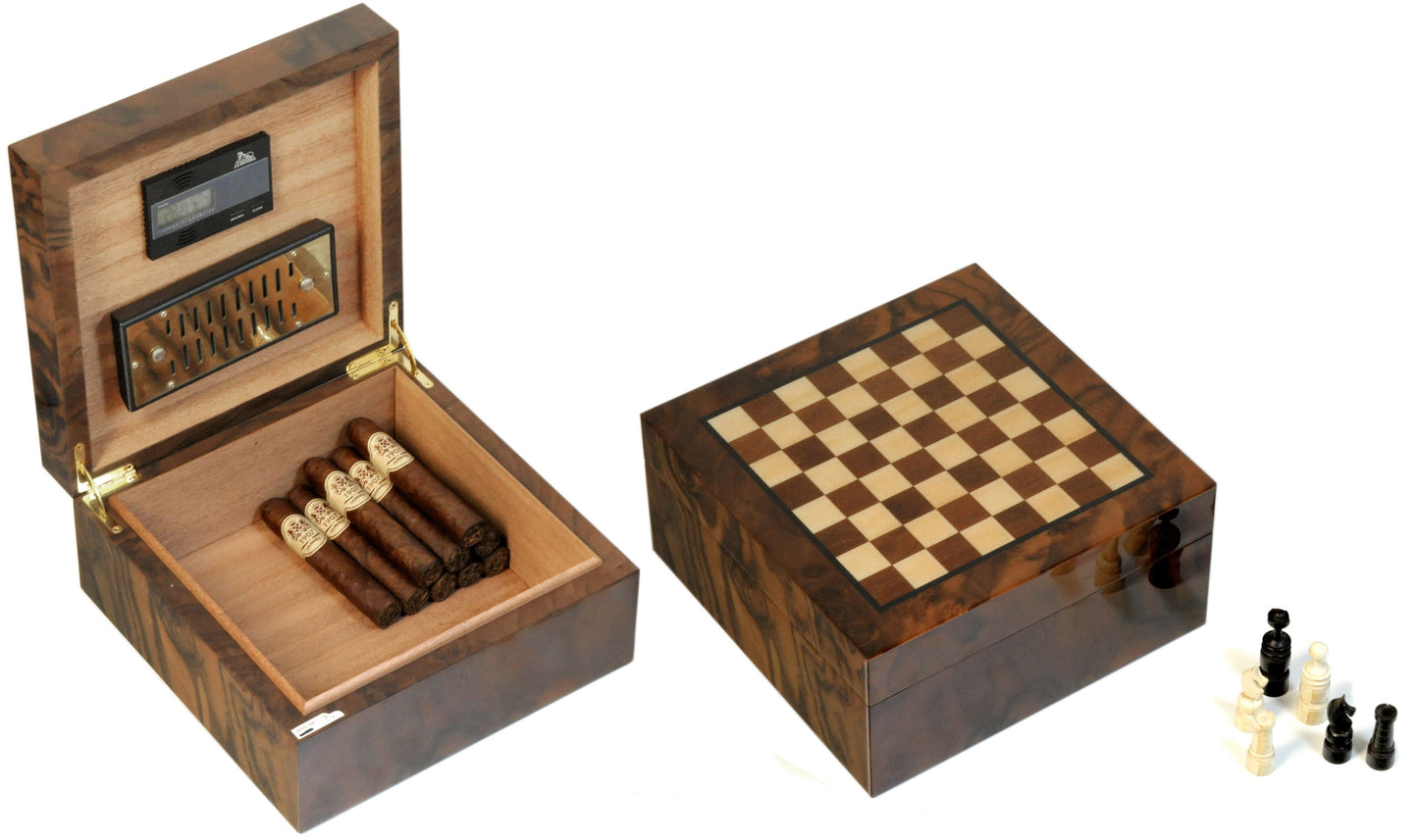 Equiped Humidor Wallnut Chess Board
