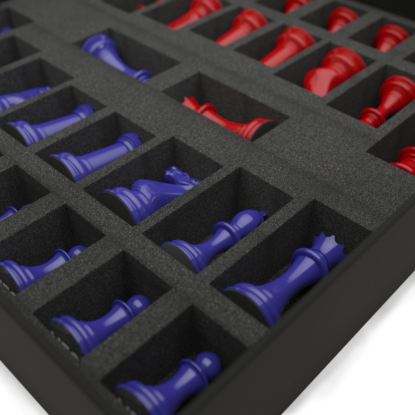 Neochess Hand Carved Wooden Series Red vs Blue With Marble Grid Board