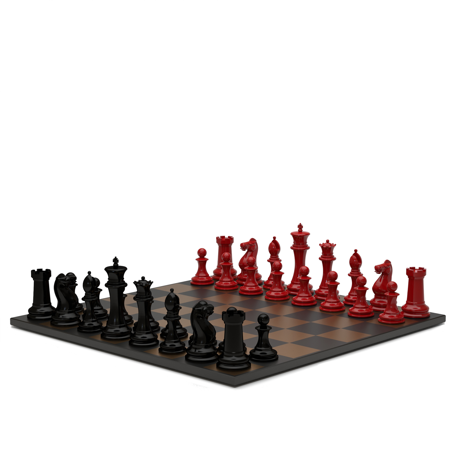 Neochess Hand Carved Wooden Series Red vs Black With Wooden Gold Square Board