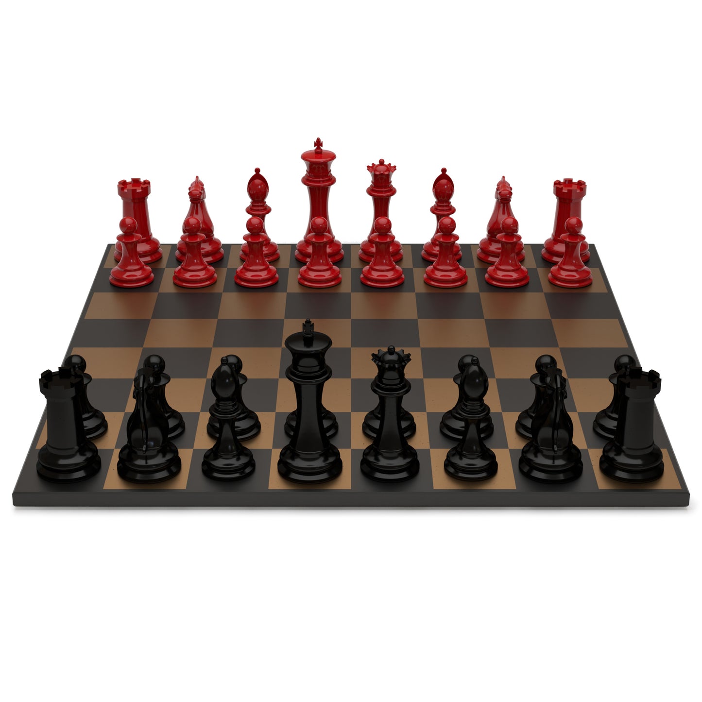 Neochess Hand Carved Wooden Series Red vs Black With Wooden Gold Square Board