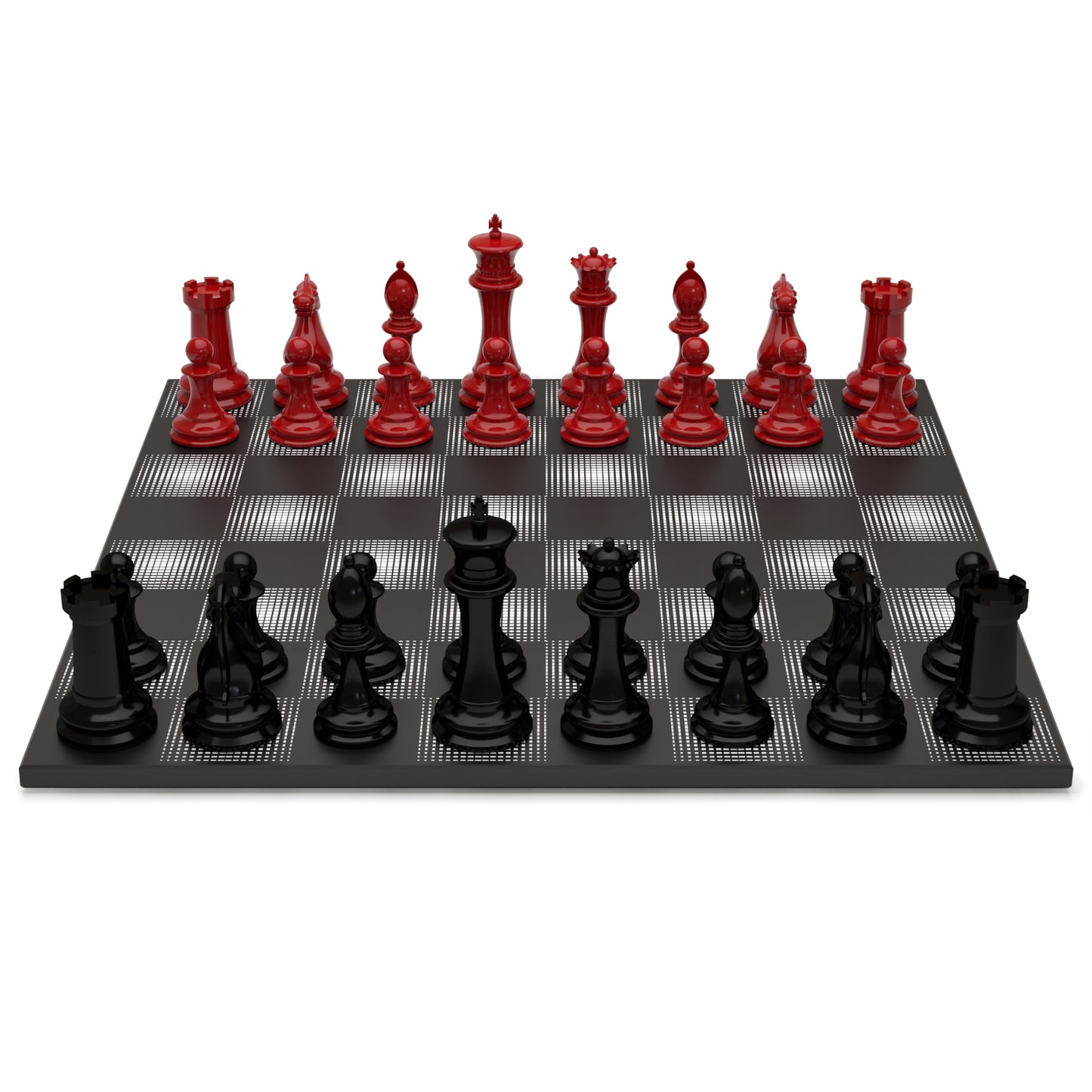 Neochess Hand Carved Wooden Series Red vs Black With Wooden Gradiant Square Board