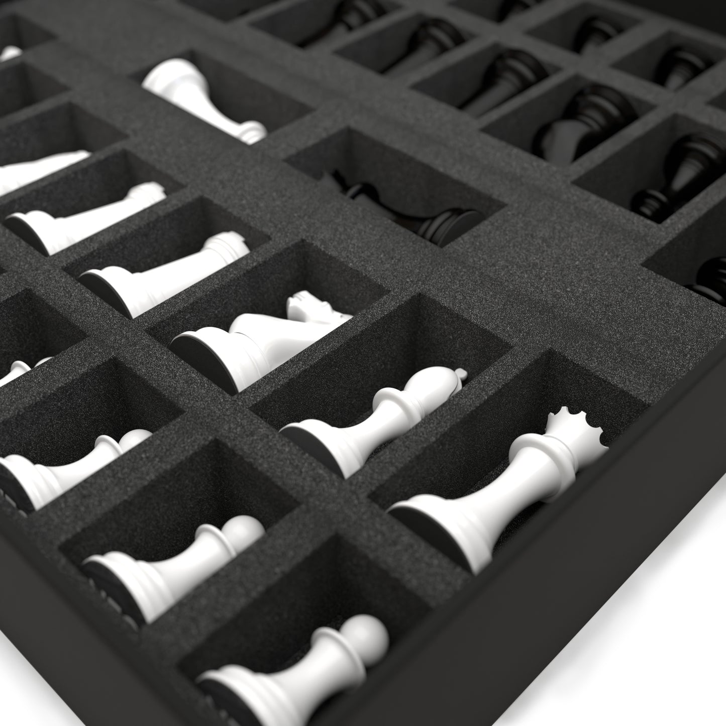 Neochess Hand Carved Wooden Series White vs Black With Wooden Gradient Square Board