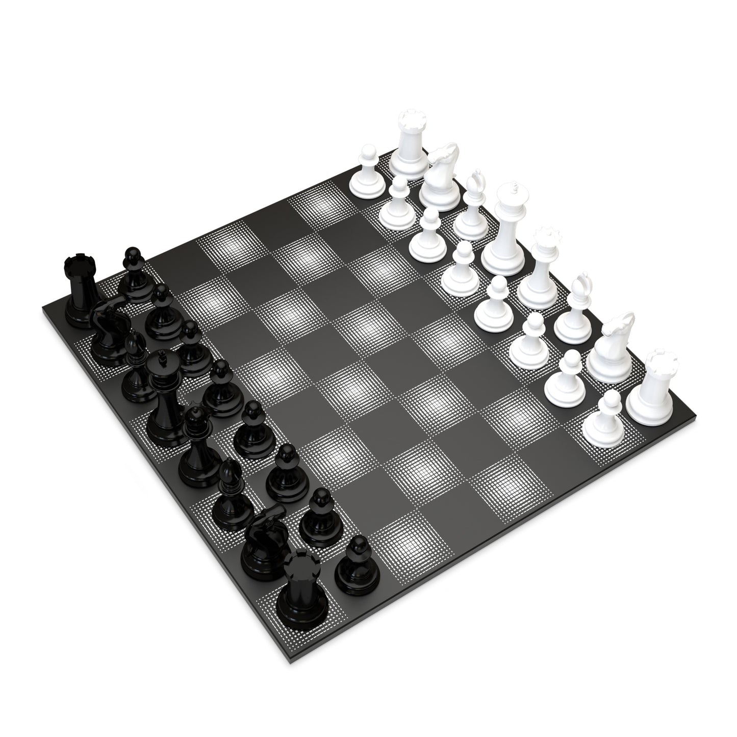 Neochess Hand Carved Wooden Series White vs Black With Wooden Gradient Square Board