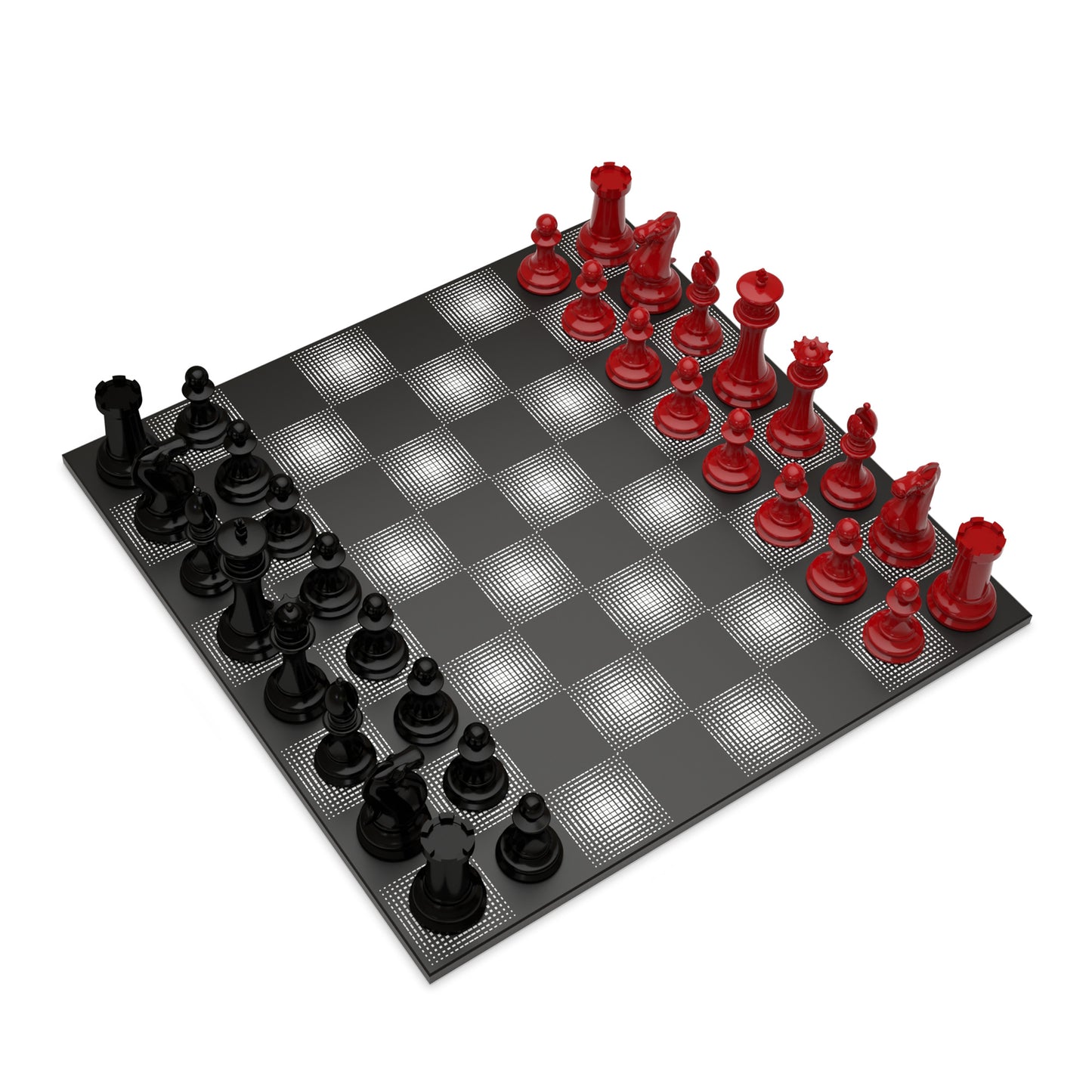 Neochess Hand Carved Wooden Series Red vs Black With Wooden Gradiant Square Board