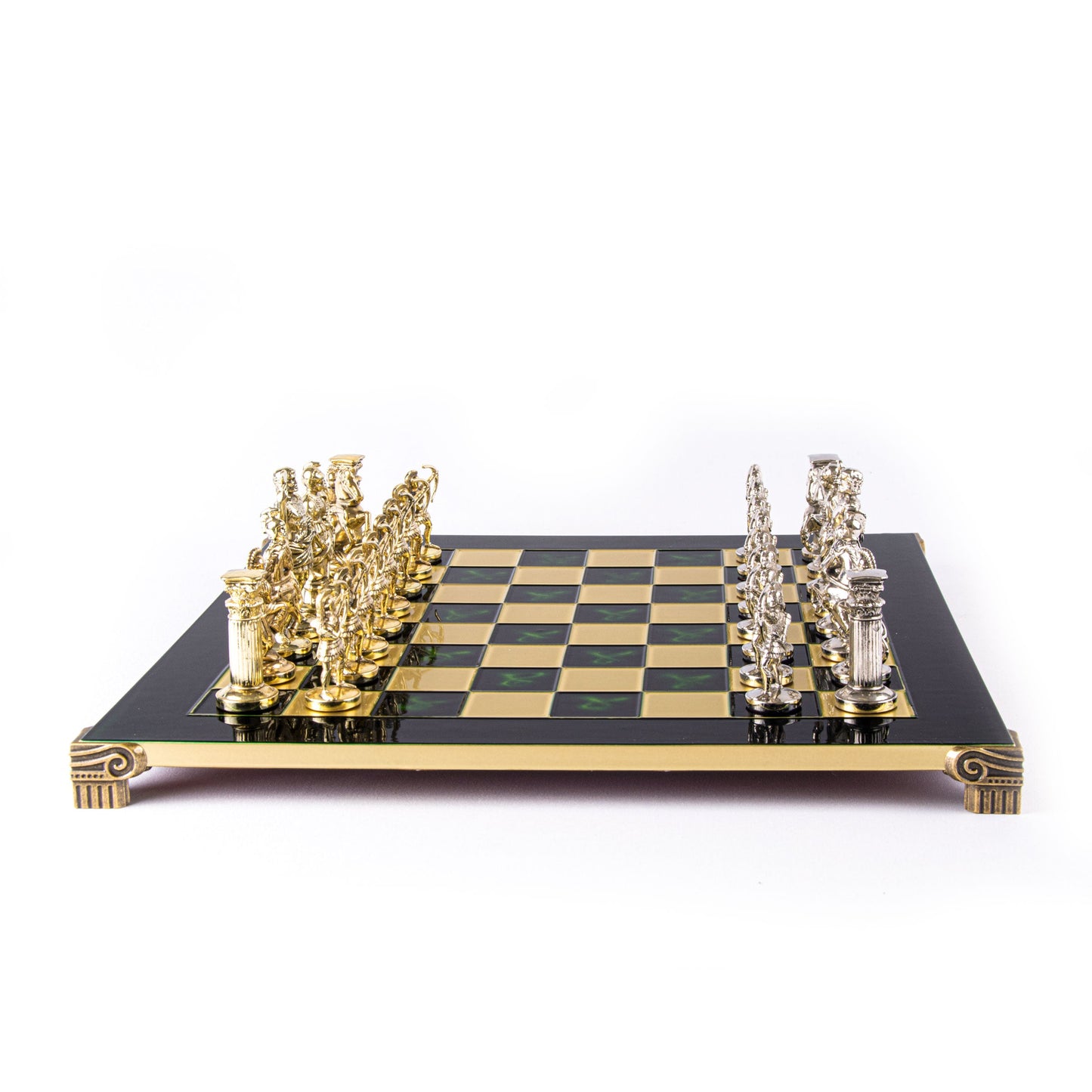 Archers Metal Gold Silver With Green Base with chess wooden box