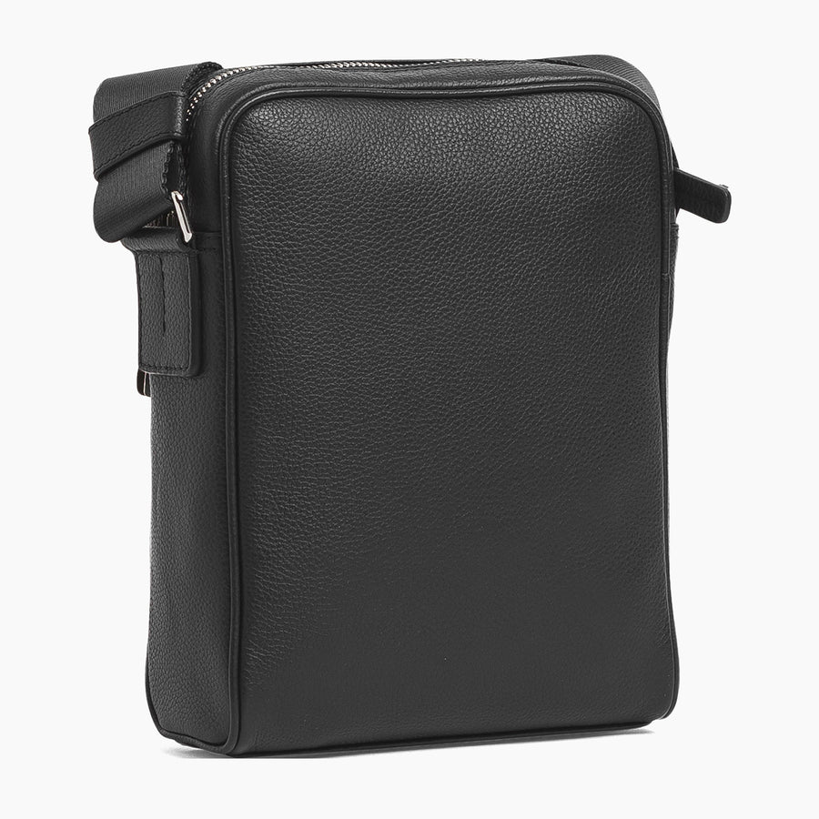 Charles small cross body bag in grained leather - Black