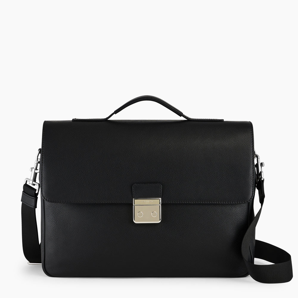 Charles Zipped Briefcase 13" Grained Leather