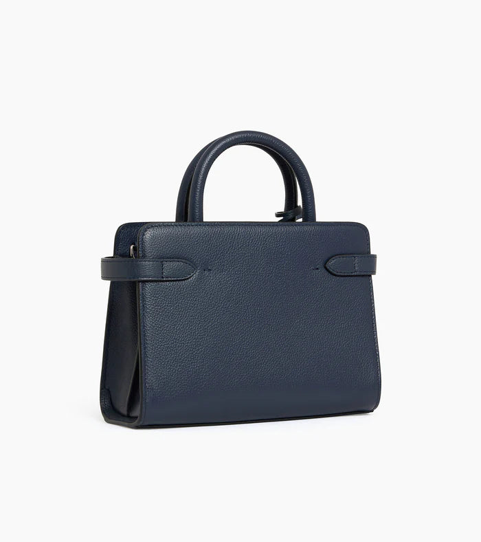 Small Handbag In Grained Twilight Blue Leather