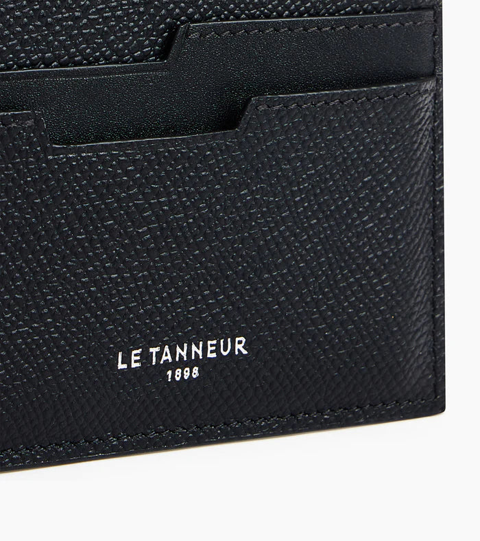 Small Card Holder In Black Cross Grained Leather