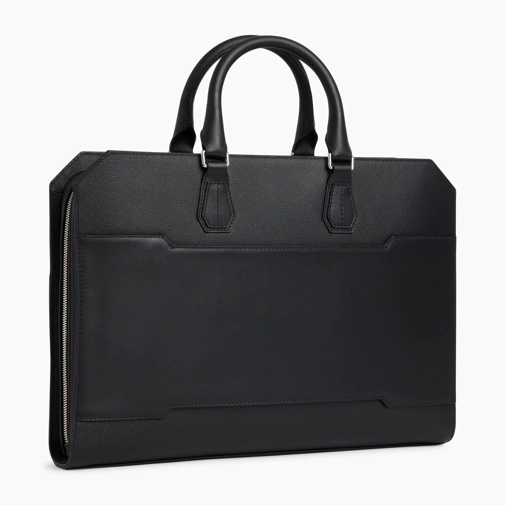 Gaston 15" Cross Grain Leather Briefcase - Black