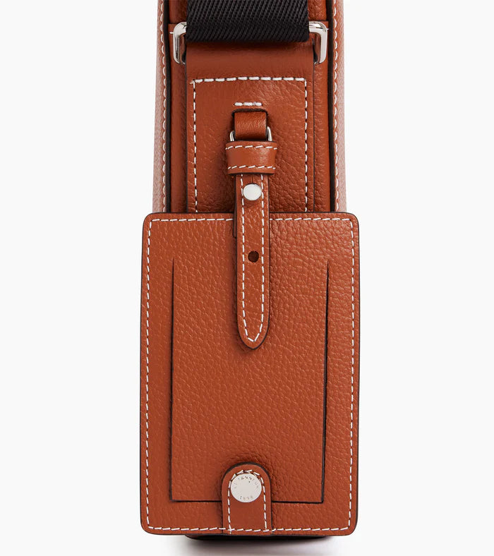 Small Grained Leather Satchel Mahogany