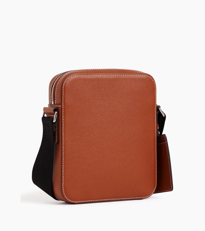Small Grained Leather Satchel Mahogany