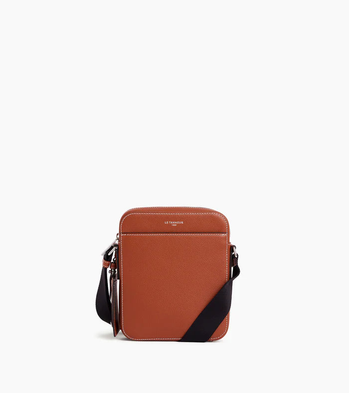 Small Grained Leather Satchel Mahogany