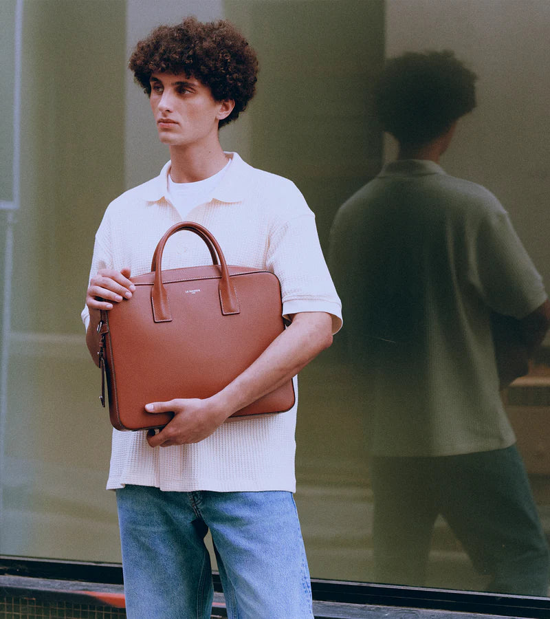 Emile 14" Brown Document Holder Laptop Pocket Removable Charms