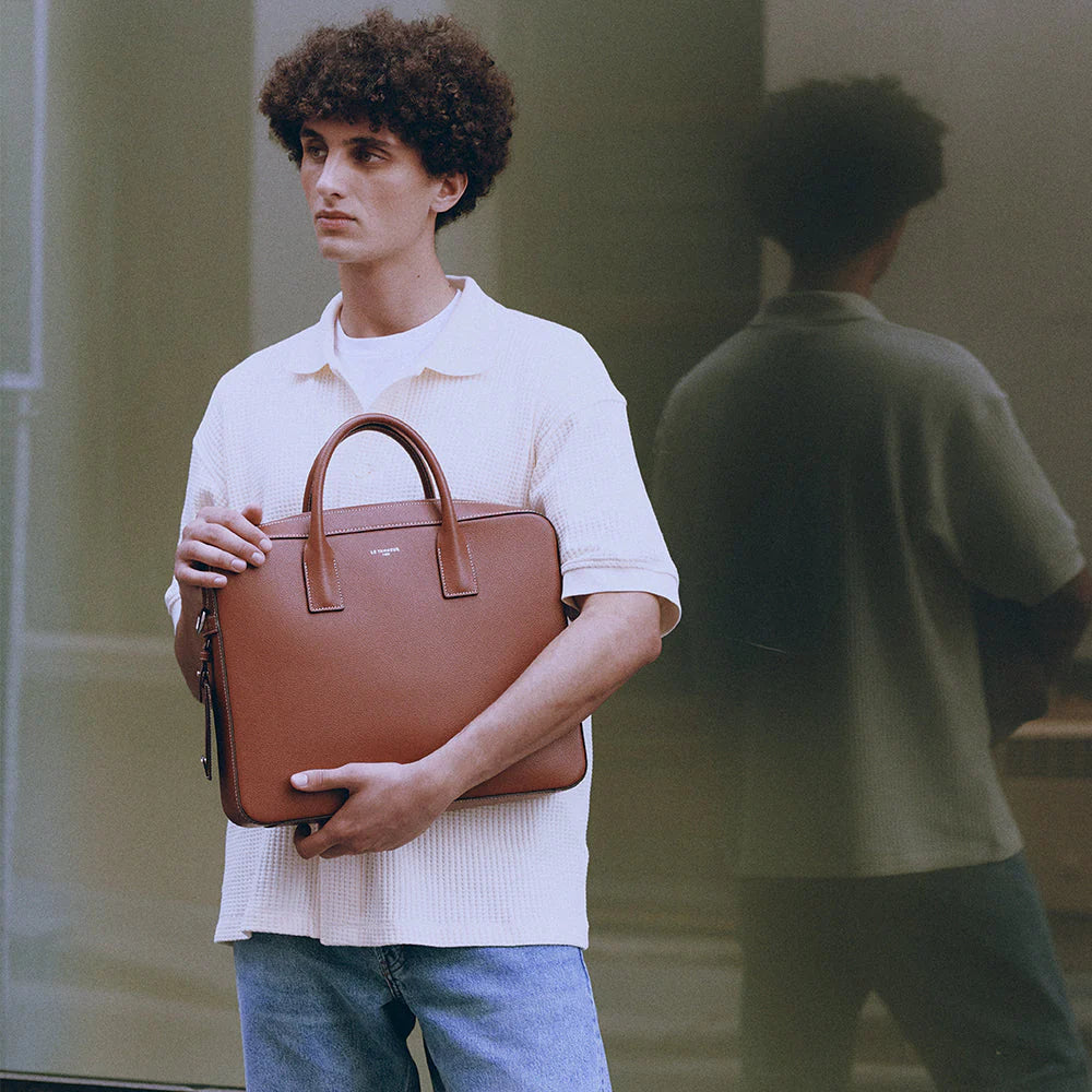 Emile 14" Brown Document Holder Laptop Pocket Removable Charms