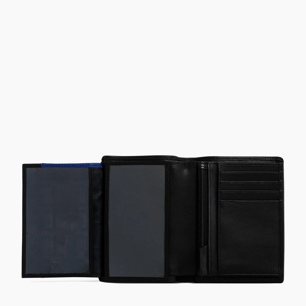 Martin Vertical Small Wallet in Black Grained Leather