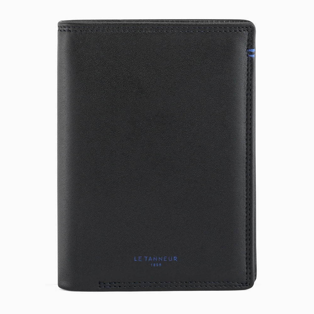 Martin Vertical Small Wallet in Black Grained Leather