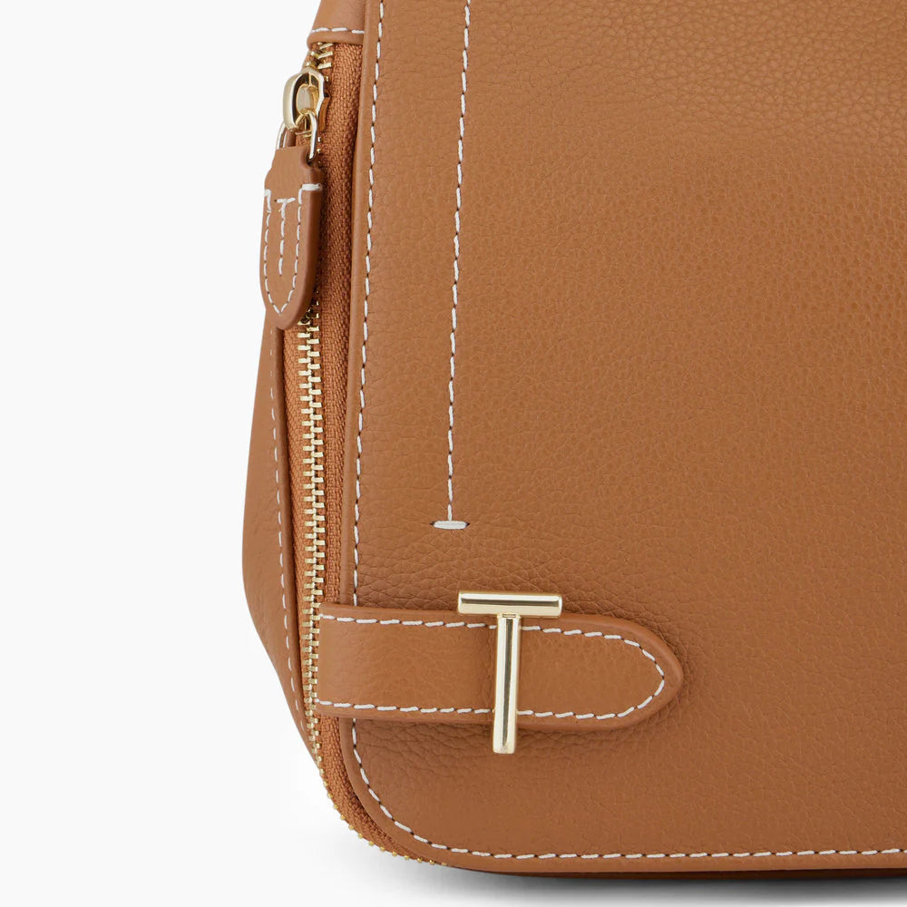 Simone Medium-Sized Bag With Crossbody Strap In Brown Grained Leather