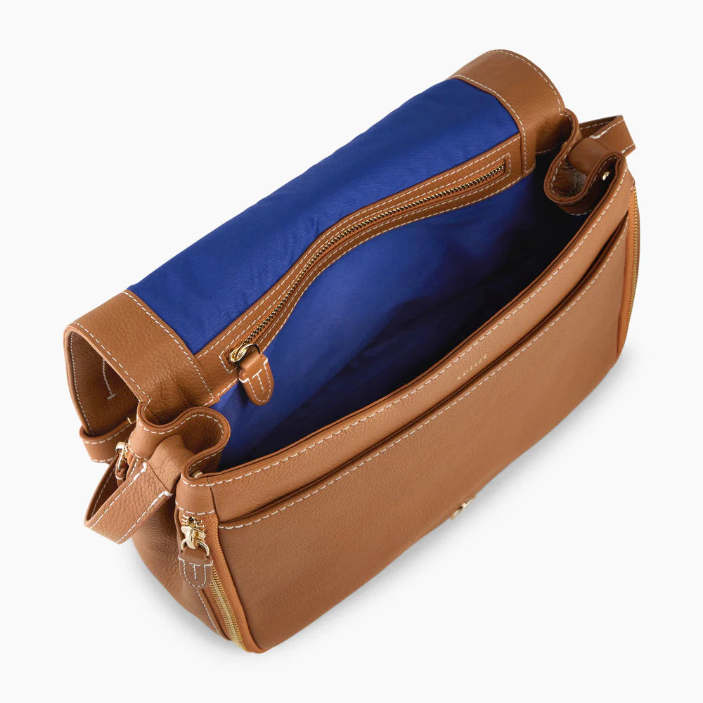Simone Medium-Sized Bag With Crossbody Strap In Brown Grained Leather