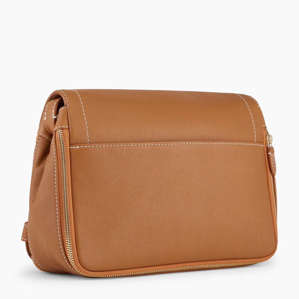 Simone Medium-Sized Bag With Crossbody Strap In Brown Grained Leather
