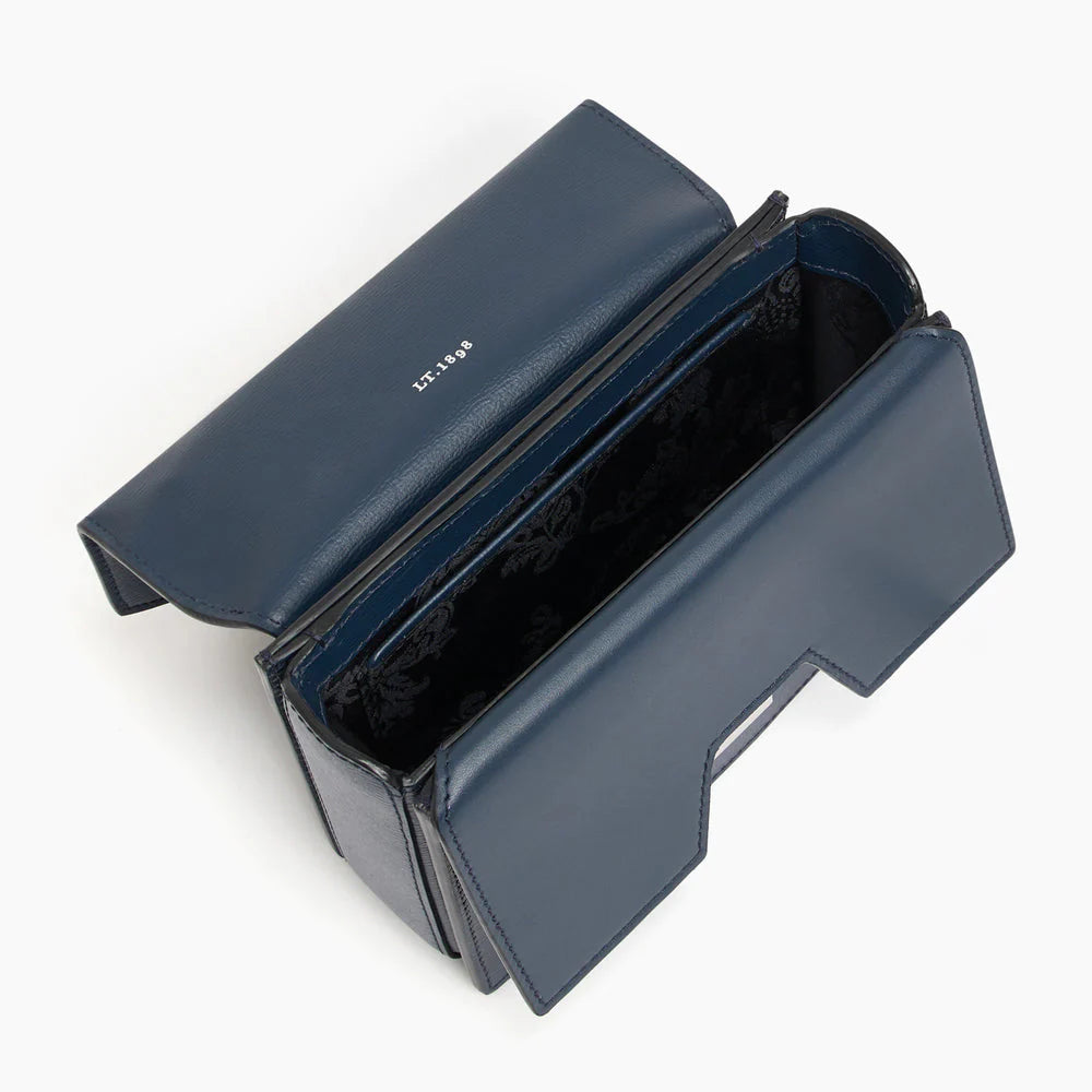 Naya Mini Shoulder Bag In Cork Effect Blue Leather