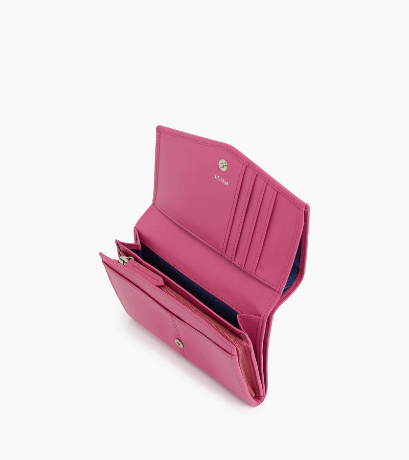 Charlotte Zipped Travel Companion In Fushia Smooth Leather