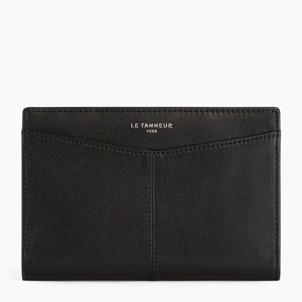 Charlotte Passport Holder 4 Pockets In Smooth Black Leather