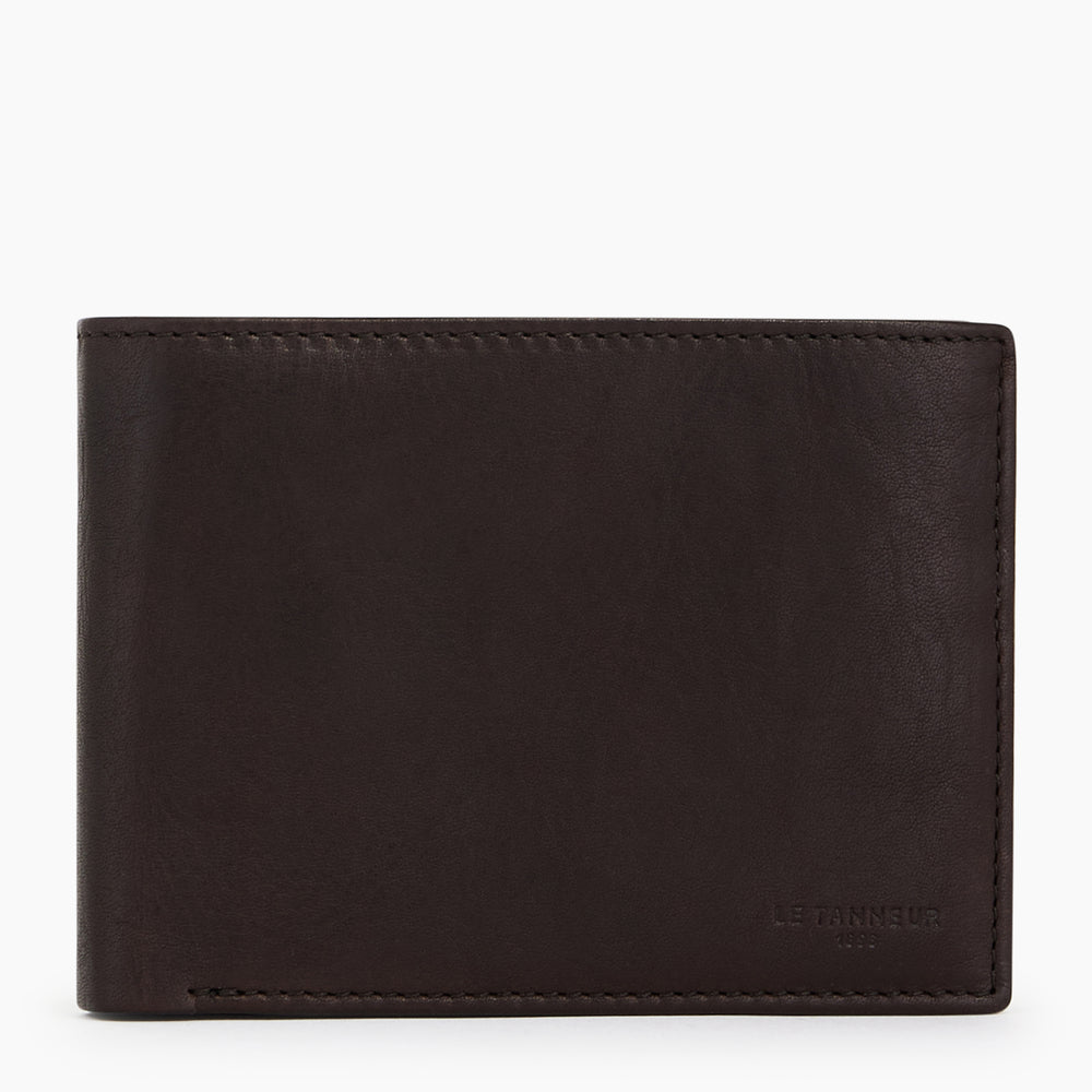 Gary Medium Horizontal Wallet Model 2 Flaps In Oiled Brown Leather