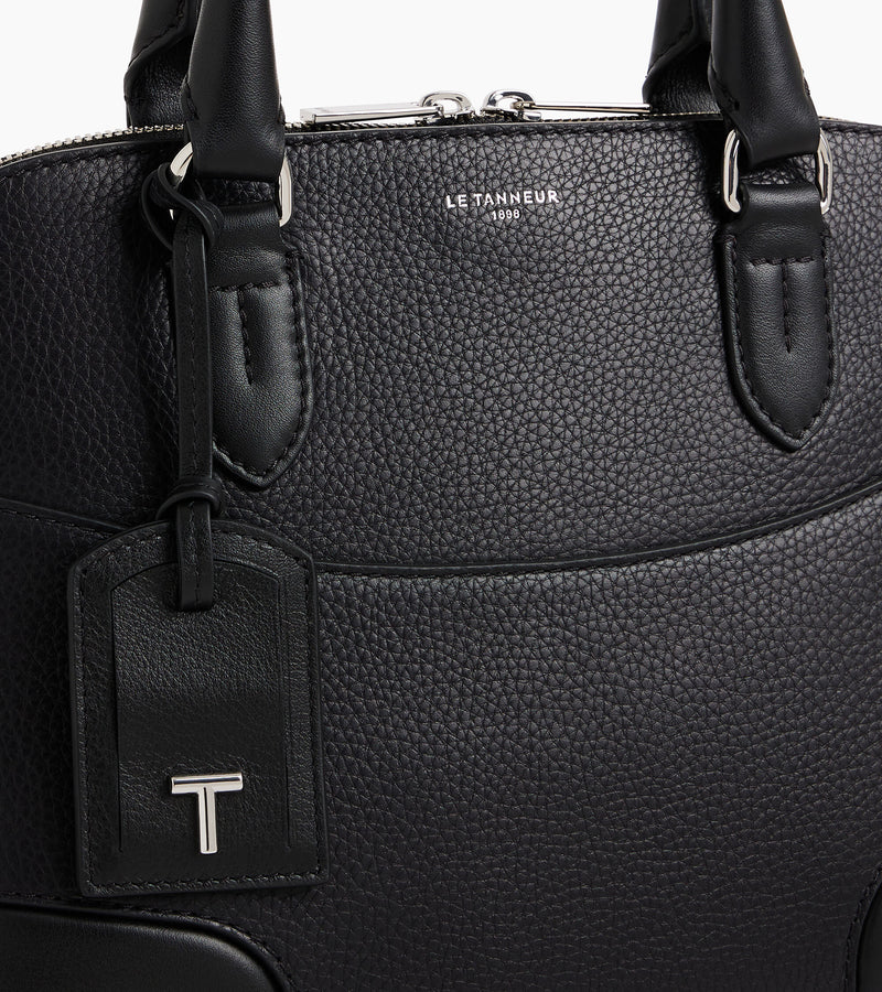 Romy Medium Handbag In Smooth Black Grained Leather