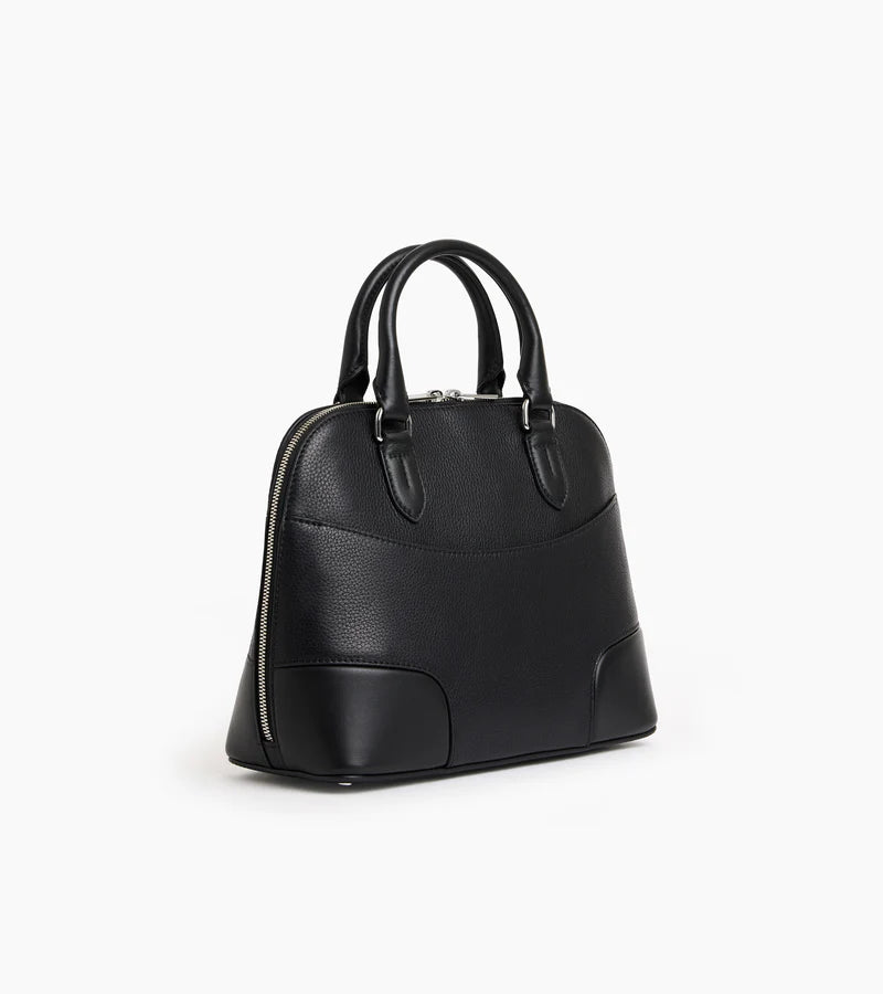 Romy Medium Handbag In Smooth Black Grained Leather