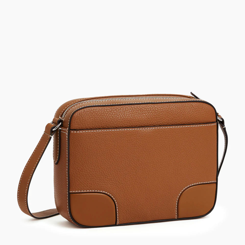 Romy Medium Shoulder bag In Smooth Brown Grained Leather