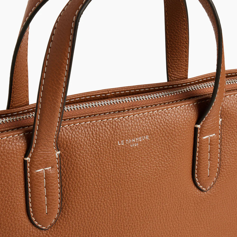 Sophie 15" Briefcase With 1 Gusset In Tan Brown Grained Leather
