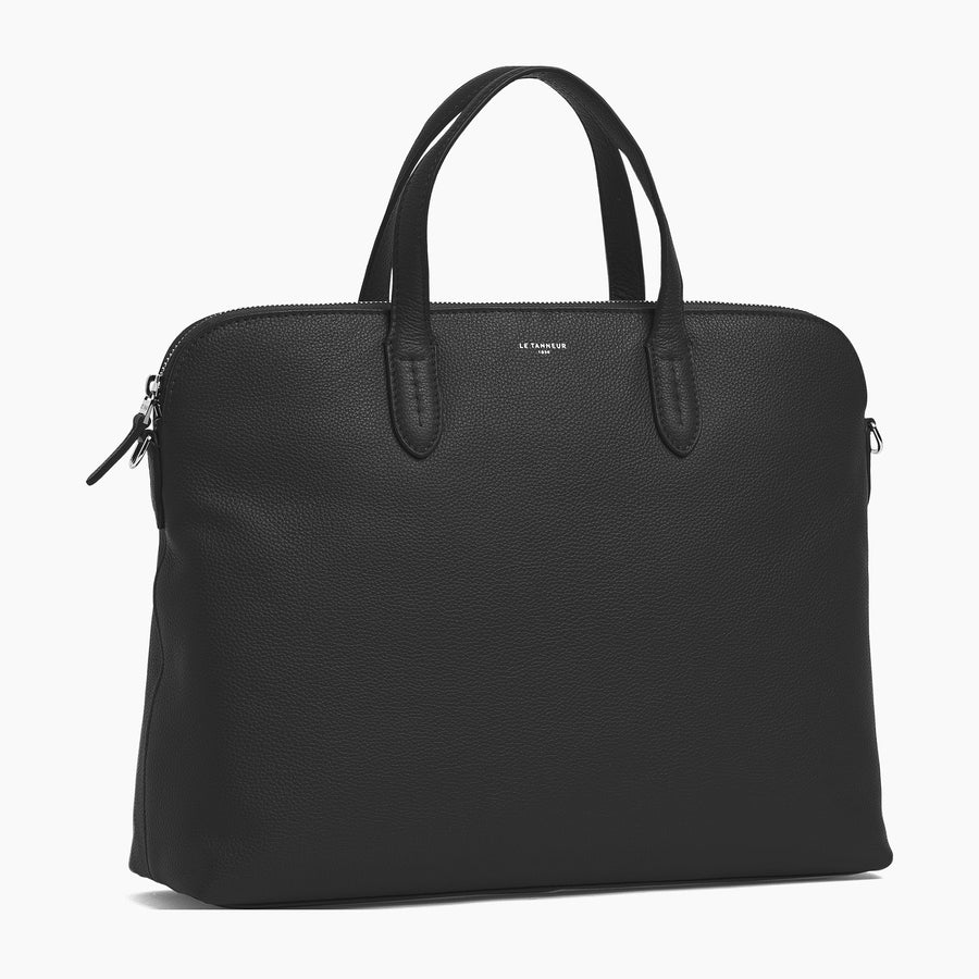Sophie 15" Briefcase With 1 Gusset In Grained Black Leather