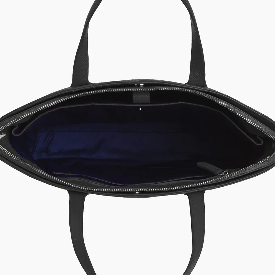 Sophie 15" Briefcase With 1 Gusset In Grained Black Leather